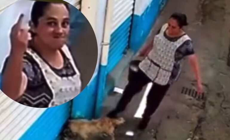 Captan a mujer golpear a perrito en mercado de Ecatepec Edomex