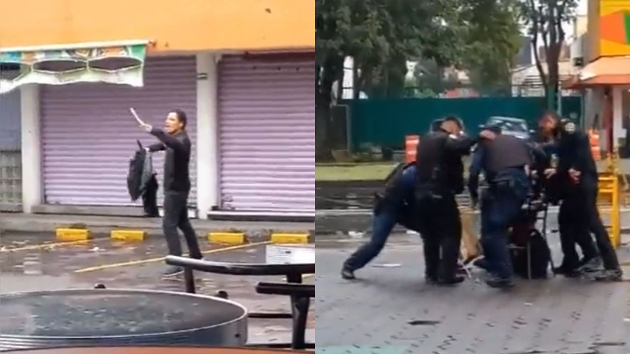 Hombre intenta apuñalar a policías en Tlalpan, CDMX