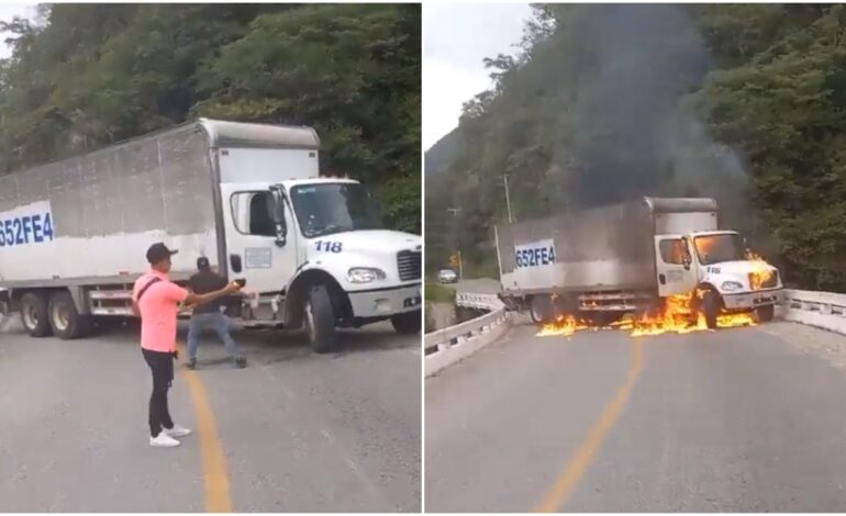 Incendian tráiler para exigir liberación de la maestra Berni, desaparecida en Chiapas