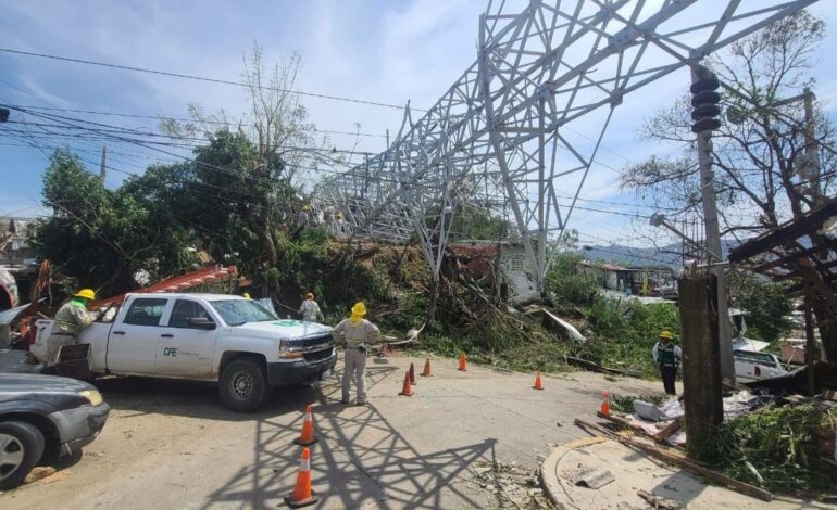 cfe restablece 50 del suministro electrico en guerrero tras huracan otis
