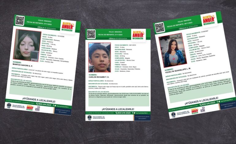 Buscan a 3 menores que desaparecieron en Michoacán