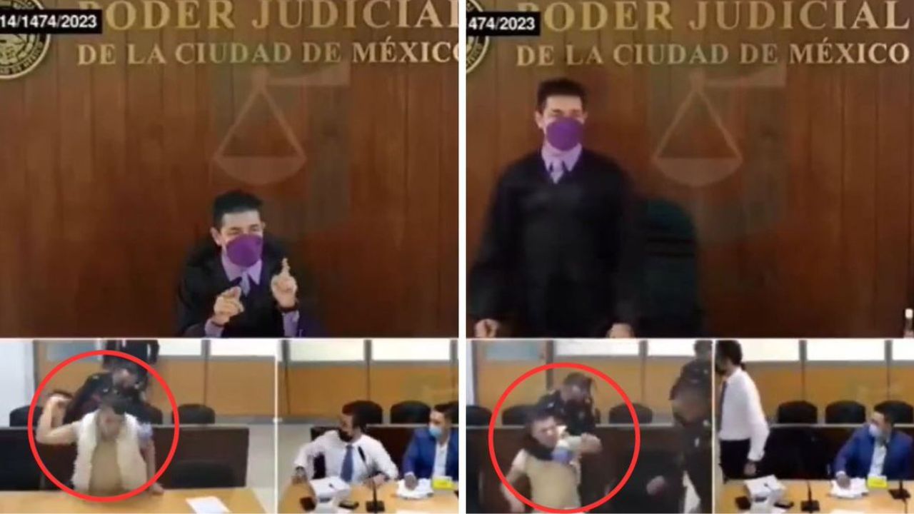 Sujeto pierde el control y agrede a juez en plena audiencia