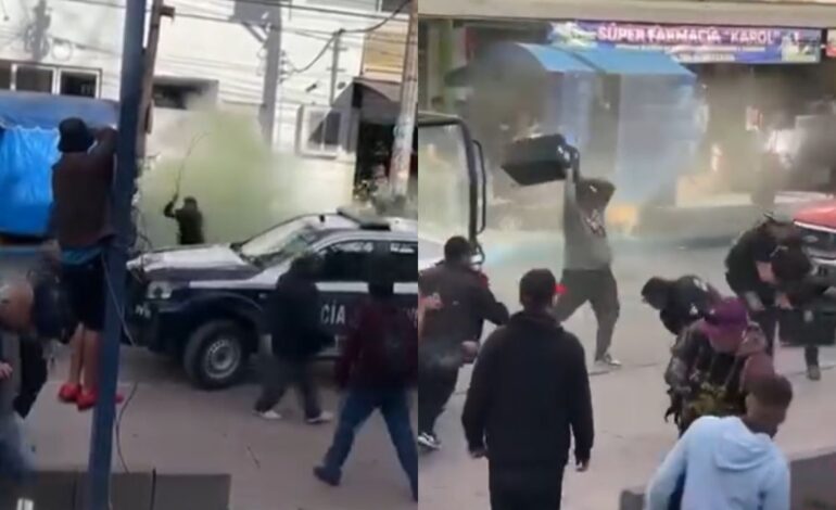 Comerciantes golpean a sujeto tras amenazarlos con cuchillo en Huehuetoca