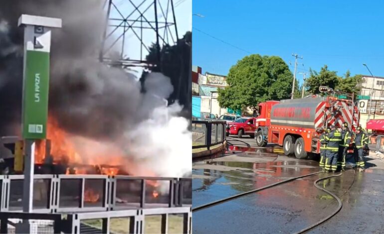 Registran incendio en la estacion La Raza del Metrobus