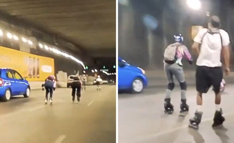 patinadores bajo puente Mixcoac