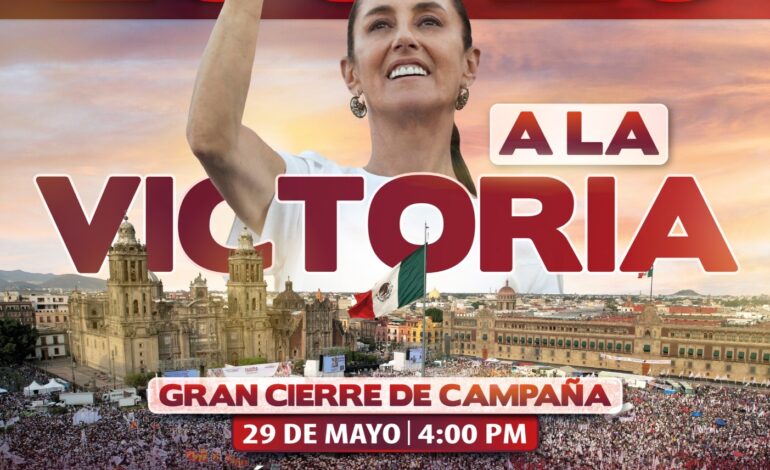 Claudia Sheinbaum cierra su campaña con Fiesta Popular en el Zócalo, amenizada por Los Ángeles Azules