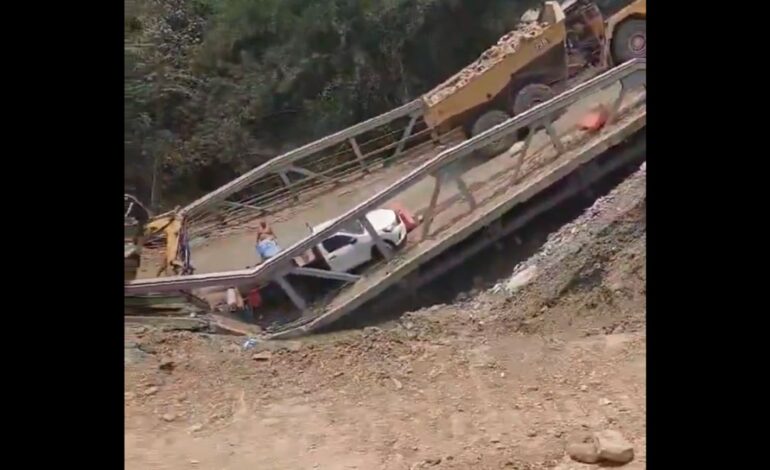 Colapso de puente vehicular en San Luis Potosí deja tres trabajadores heridos