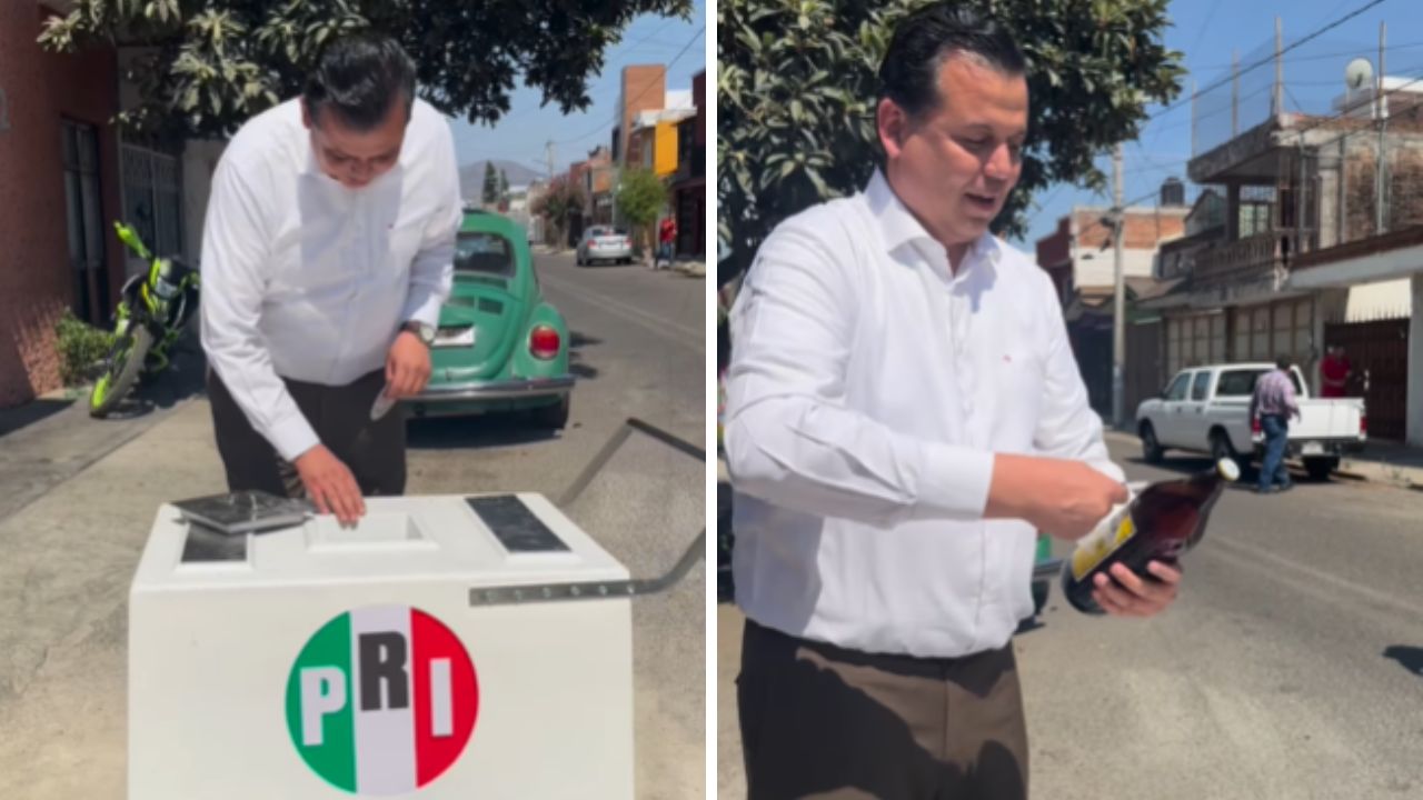 Dirigente del PRI en Michoacán regala caguamas