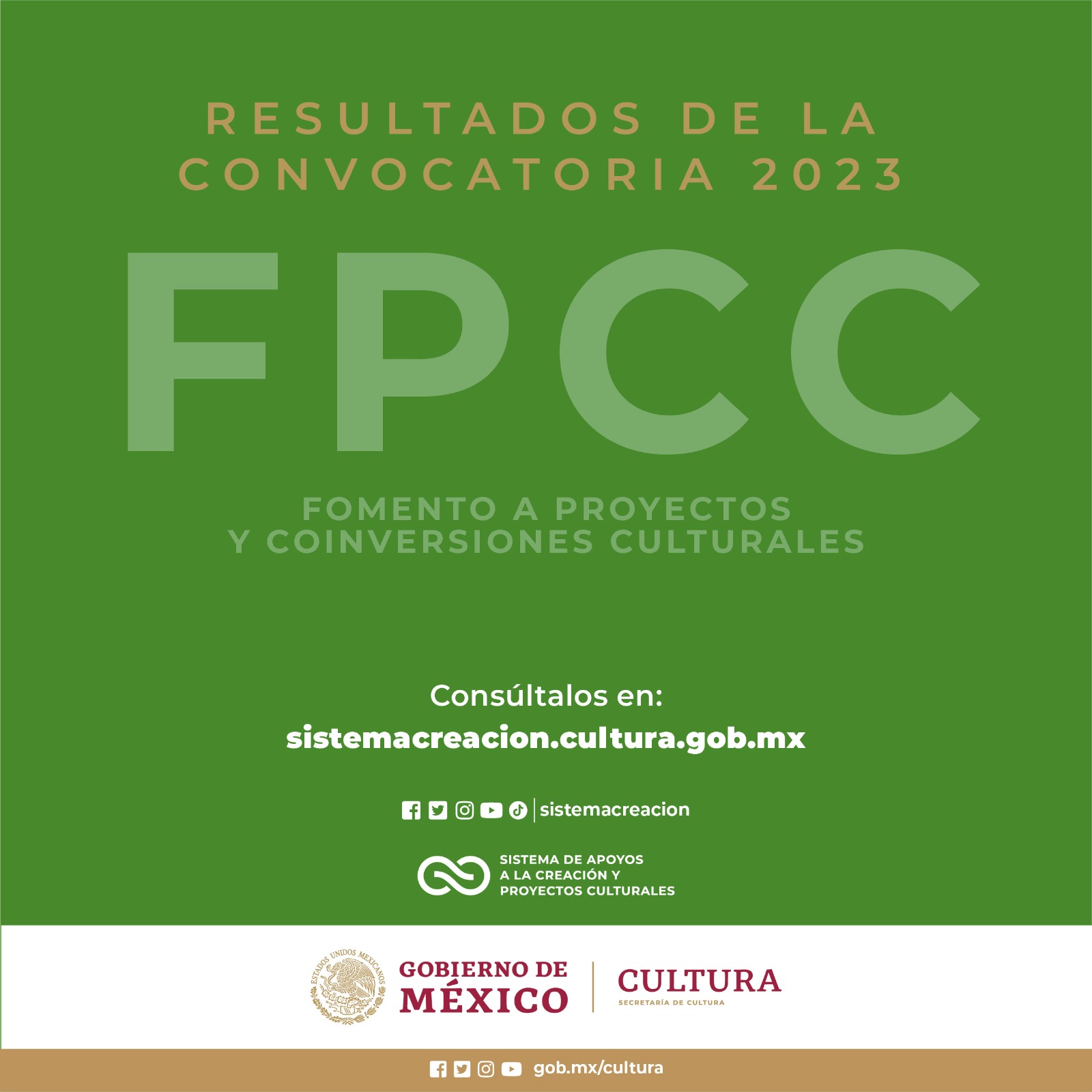 El Sistema Creación publica los resultados de la convocatoria Fomento a Proyectos y Coinversiones Culturales 2023