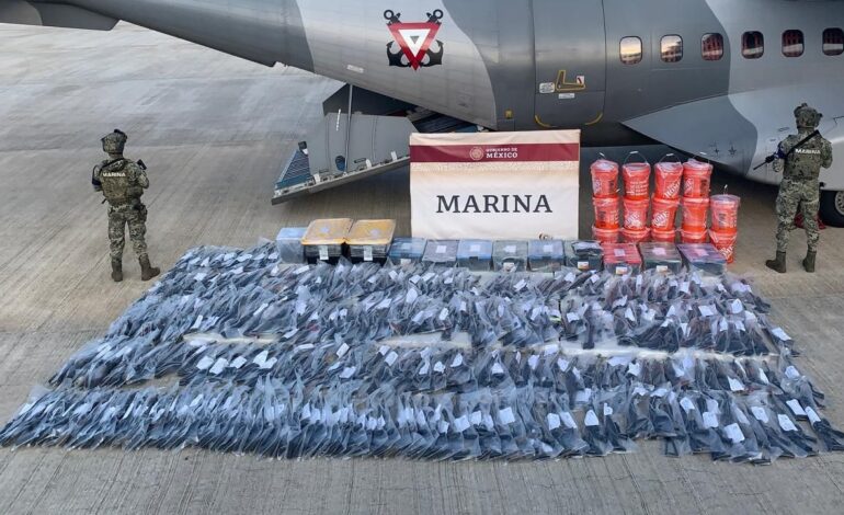 semar asegura cientos de armas y casi 80 kilos de cristal en domicilio en boca del rio veracruz