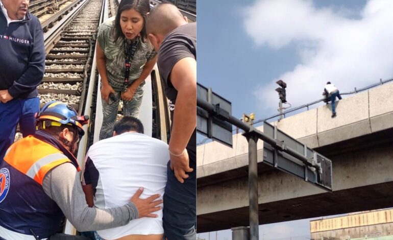 Rescatan a hombre que pretendía arrojarse de vías elevadas del Metro Consulado