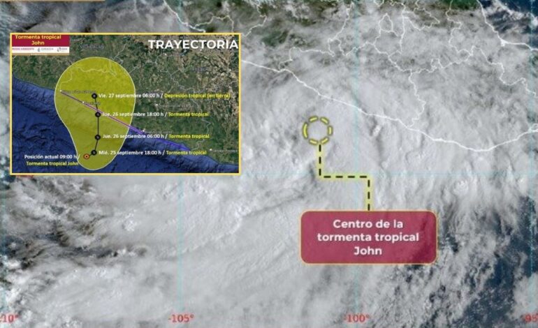 ‘John’ se fortalece y regresa como tormenta tropical enfilando a Guerrero