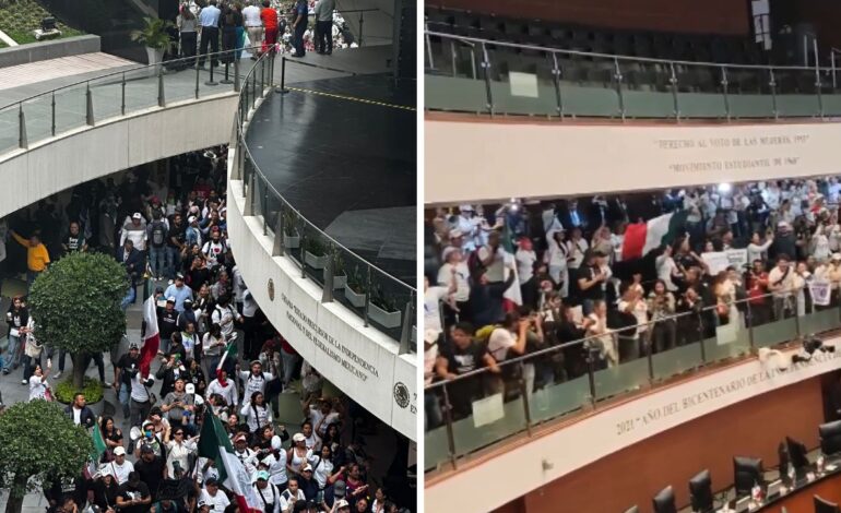 Manifestantes irrumpen en el Senado durante discusión de reforma judicial