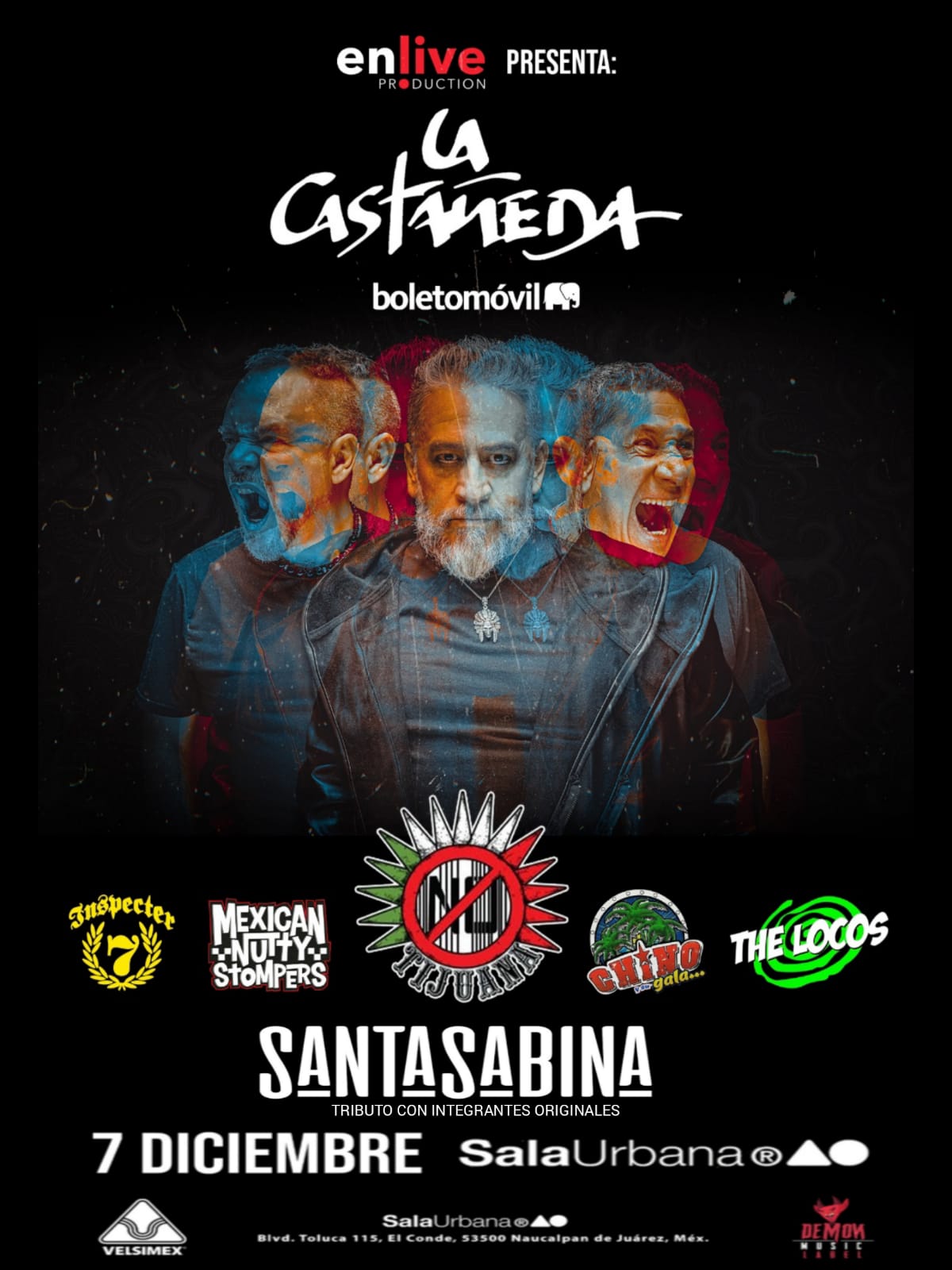 LA CASTAÑEDA, SANTA SABINA, TIJUANA NO, THE LOCOS, INSPECTER 7 Y MUCHOS MÁS SE UNEN EN NOCHE DE HOMENAJES y LEYENDAS ESTE 7/DIC