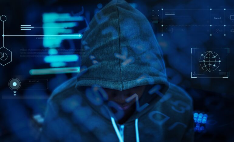 hacker working darkness