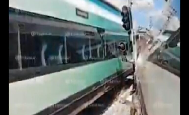 Se descarrila el Tren Maya en la estación de Izamal, Yucatán