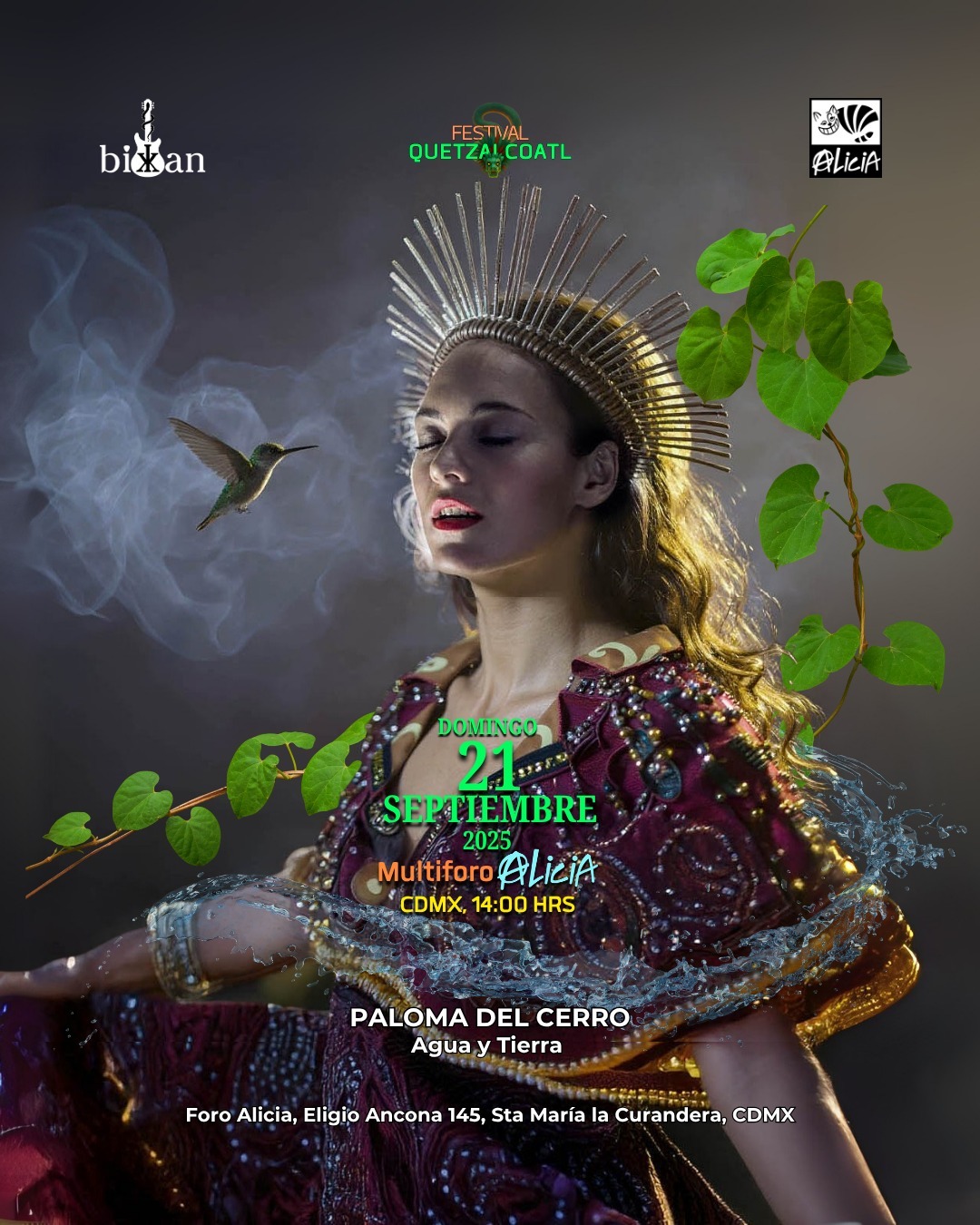 Festival Quetzalcóatl, música medicina y raíces ancestrales en el Foro Alicia. El arte de disfrutar con estilo y sentido.