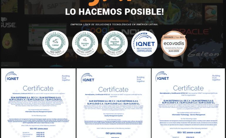 SLM Cloud obtiene la Trinorma ISO en cinco países y refuerza su liderazgo tecnológico en la región