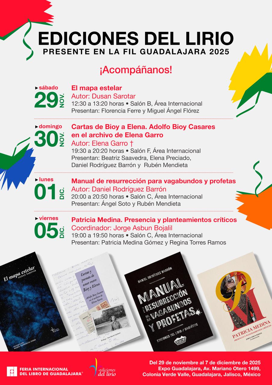 Presentaciones de Del Lirio en la FIL de Guadalajara 2025