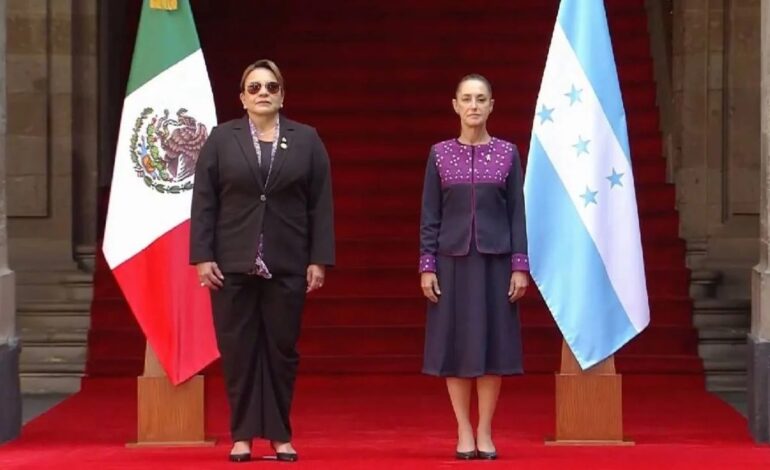 Recibe Presidenta Claudia Sheinbaum a su homóloga de la República de Honduras, Xiomara Castro, en Palacio Nacional