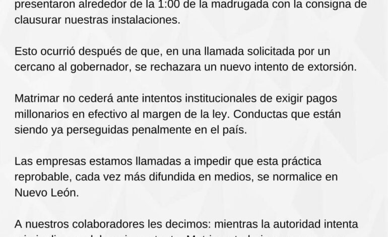 Pedrera Matrimar denuncia “acoso institucional” al gobierno de Nuevo León