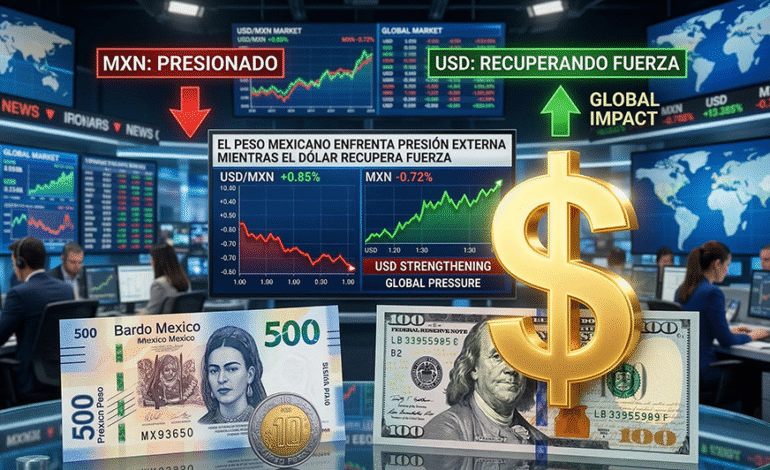 El peso mexicano enfrenta presión externa mientras el dólar recupera fuerza en los mercados
