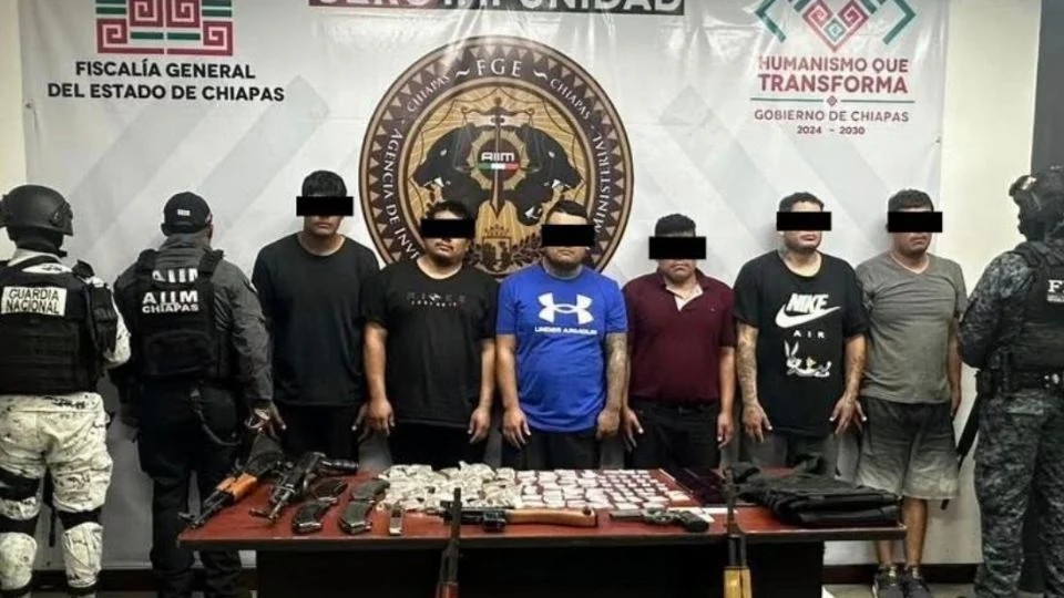 Detienen en carretera de Chiapas a seis sujetos armados que pertenecen al CJNG