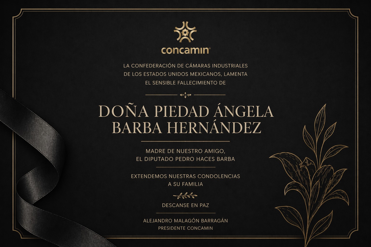 Descanse en paz doña Piedad Barba Hernández, pilar entrañable en la vida de Pedro Haces