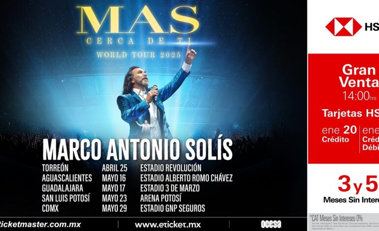 Marco Antonio Solís anuncia gira por México con fechas en Torreón, Aguascalientes, Guadalajara, San Luis Potosí y CDMX