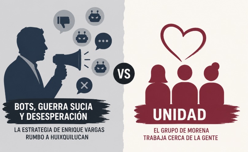 Bots, guerra sucia y desesperación. la estrategia de Enrique Vargas rumbo a Huixquilucan mientras el grupo de MORENA muestra unidad