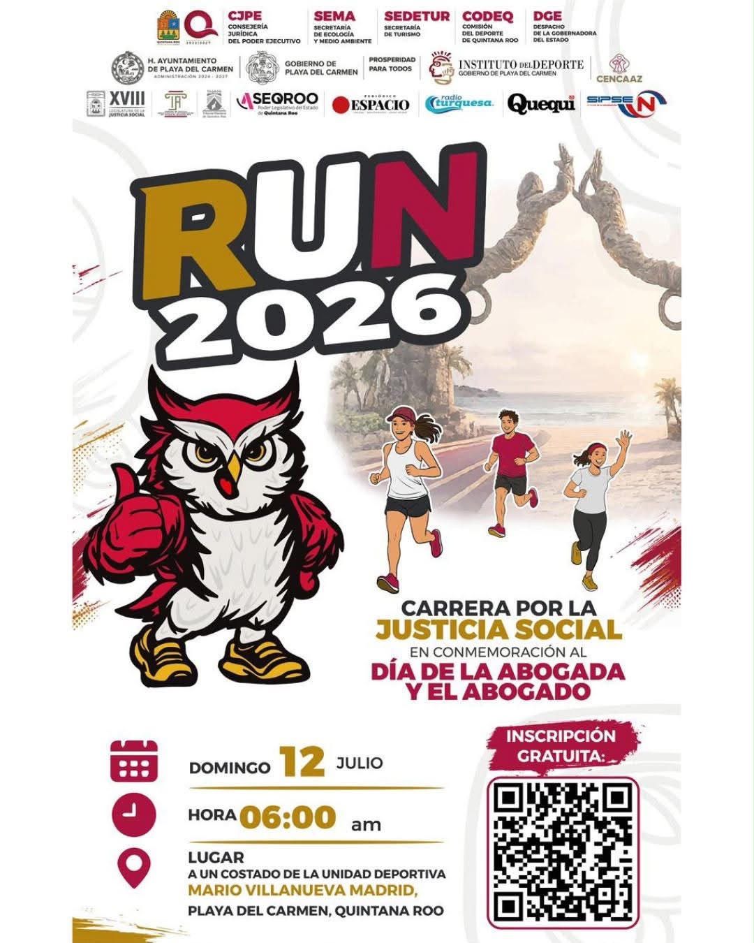 Invitan a participar en la gran Carrera por la Justicia Social, el próximo 12 de julio en Playa del Carmen