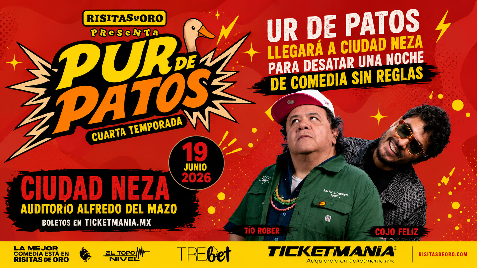 Pur de Patos llegará a Ciudad Neza para desatar una noche de comedia sin reglas