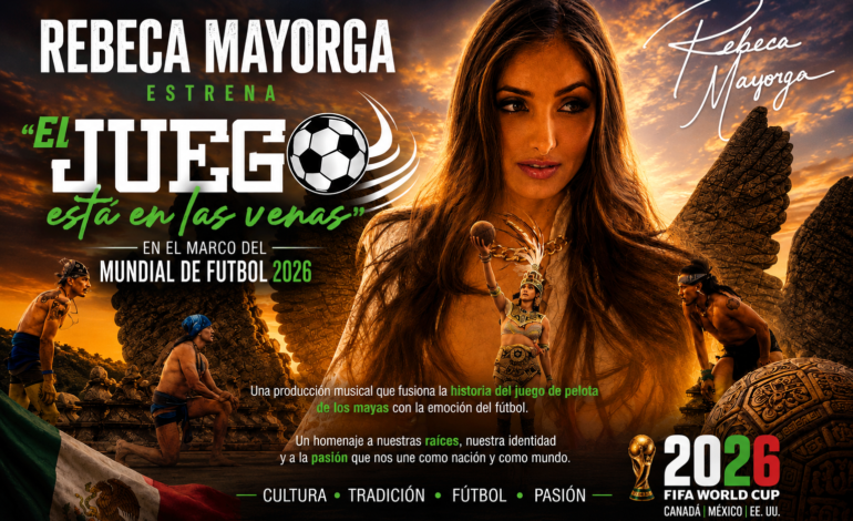 Rebeca Mayorga estrena “El Juego Está en las Venas” en el marco del Mundial de Futbol 2026