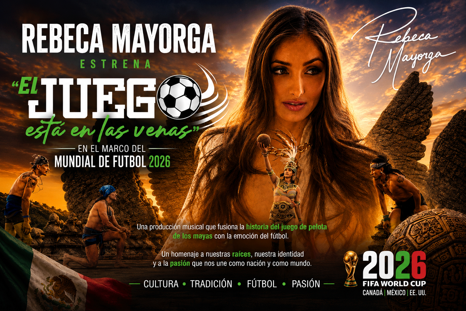 Rebeca Mayorga estrena “El Juego Está en las Venas” en el marco del Mundial de Futbol 2026