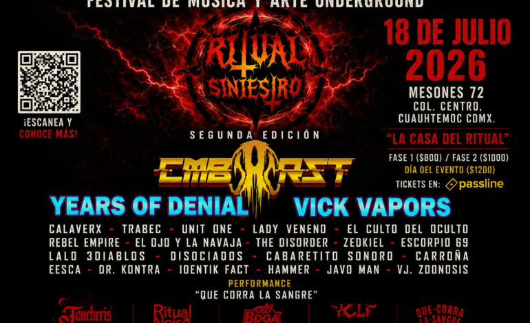 Ritual Siniestro traslada su segunda edición a Mesones 72 con bandas añadidas al cartel