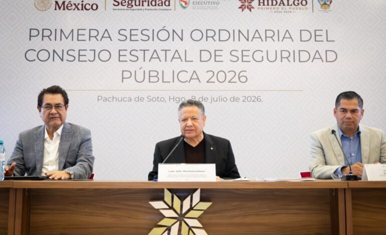 Julio Menchaca, gobernador de Hidalgo, pide a municipios colaboración para fortalecer acciones en materia de seguridad; Hidalgo es uno de los 10 estados más seguros del país.