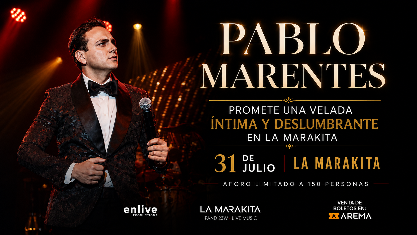 Pablo Marentes promete una noche íntima y deslumbrante en La Maraka