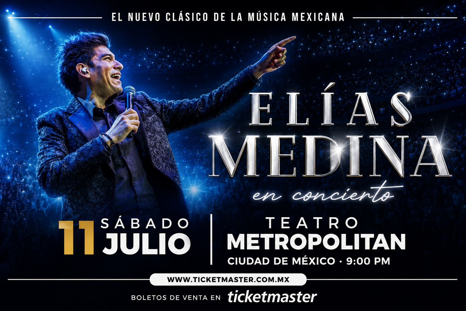 Elías Medina lleva su Tour 2026 al Teatro Metropólitan para una noche de grandes éxitos y emociones