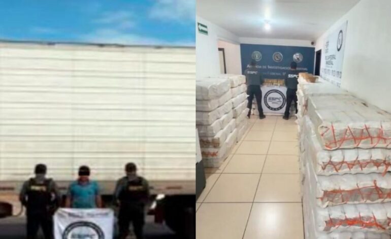 Aseguran en Sonora tres toneladas de metanfetamina ocultas entre costales de alimento para ganado