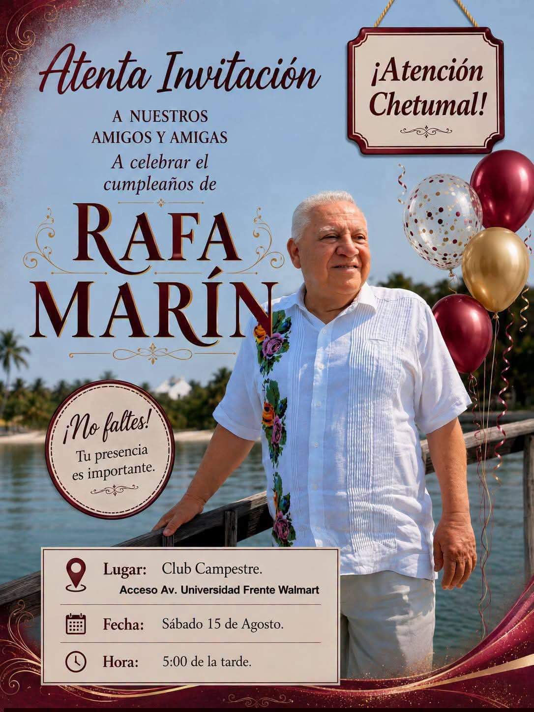 Convocan a celebraciones de cumpleaños de Rafa Marín en Chetumal y Cancún