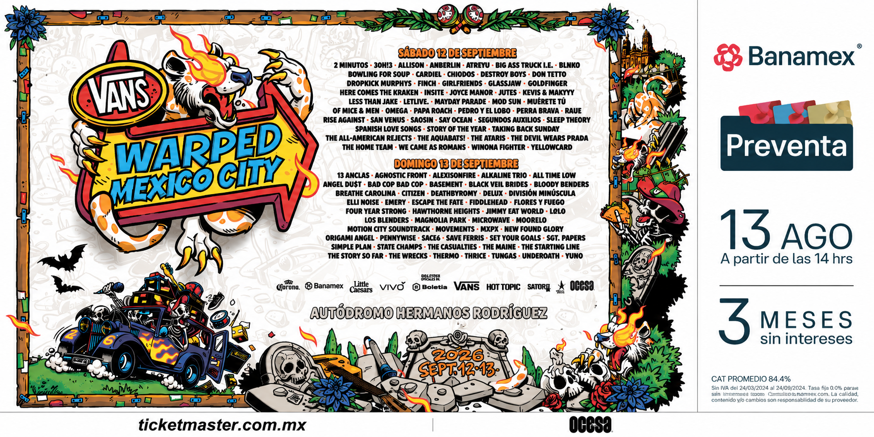 Vans Warped Tour México anuncia bandas por día para su primera edición en CDMX