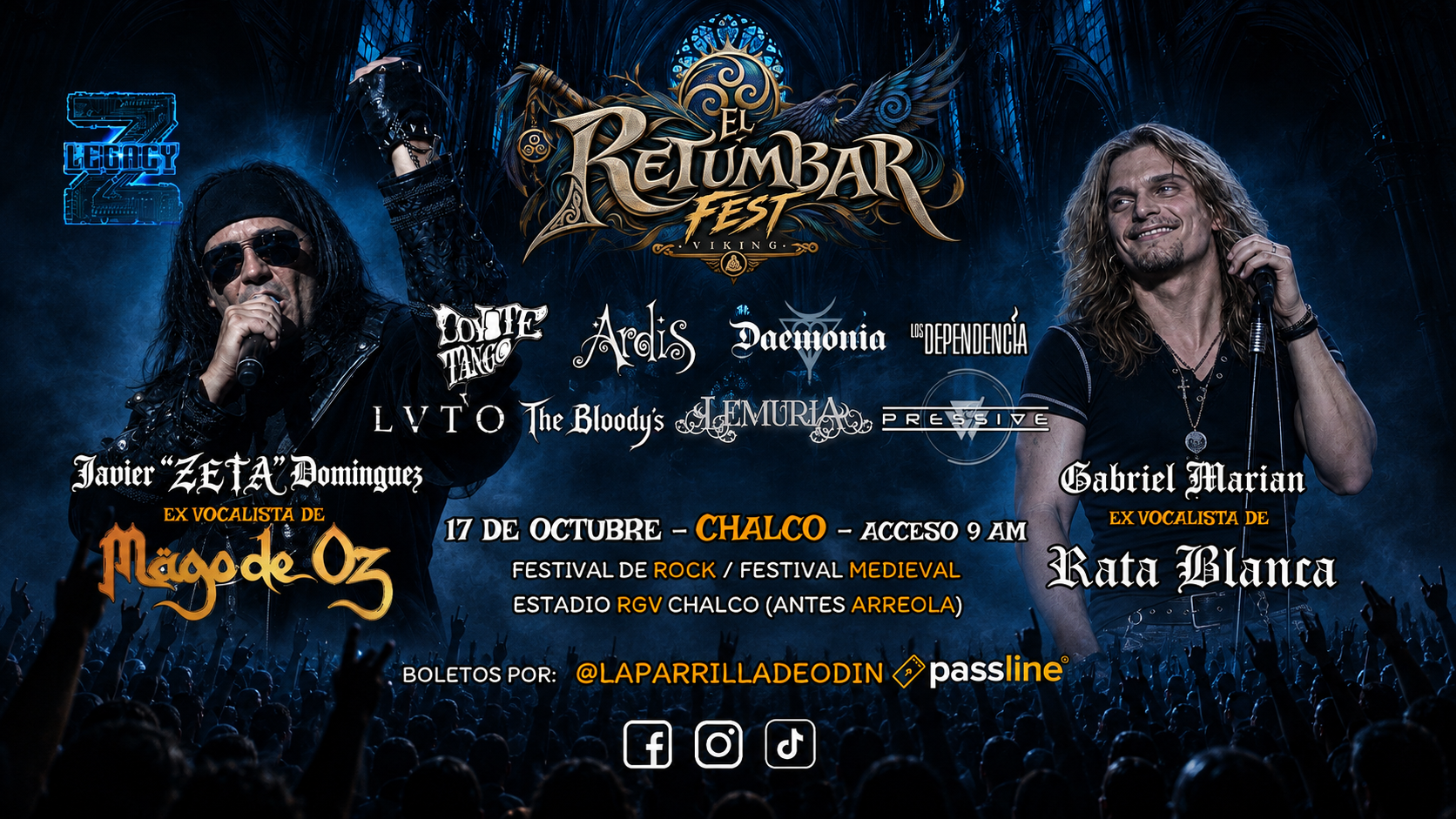 El Retumbar Fest reunirá en chalco a Javier “Zeta” Domínguez (ex mago de oz) y Gabriel Marián (ex rata blanca) en una gran jornada de rock y metal
