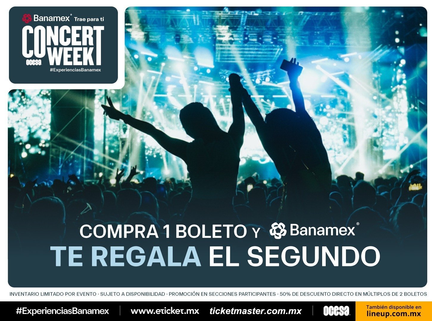 OCESA, Ticketmaster y Banamex lanzan la edición más grande de Concert Week con más de 150 conciertos al 2×1