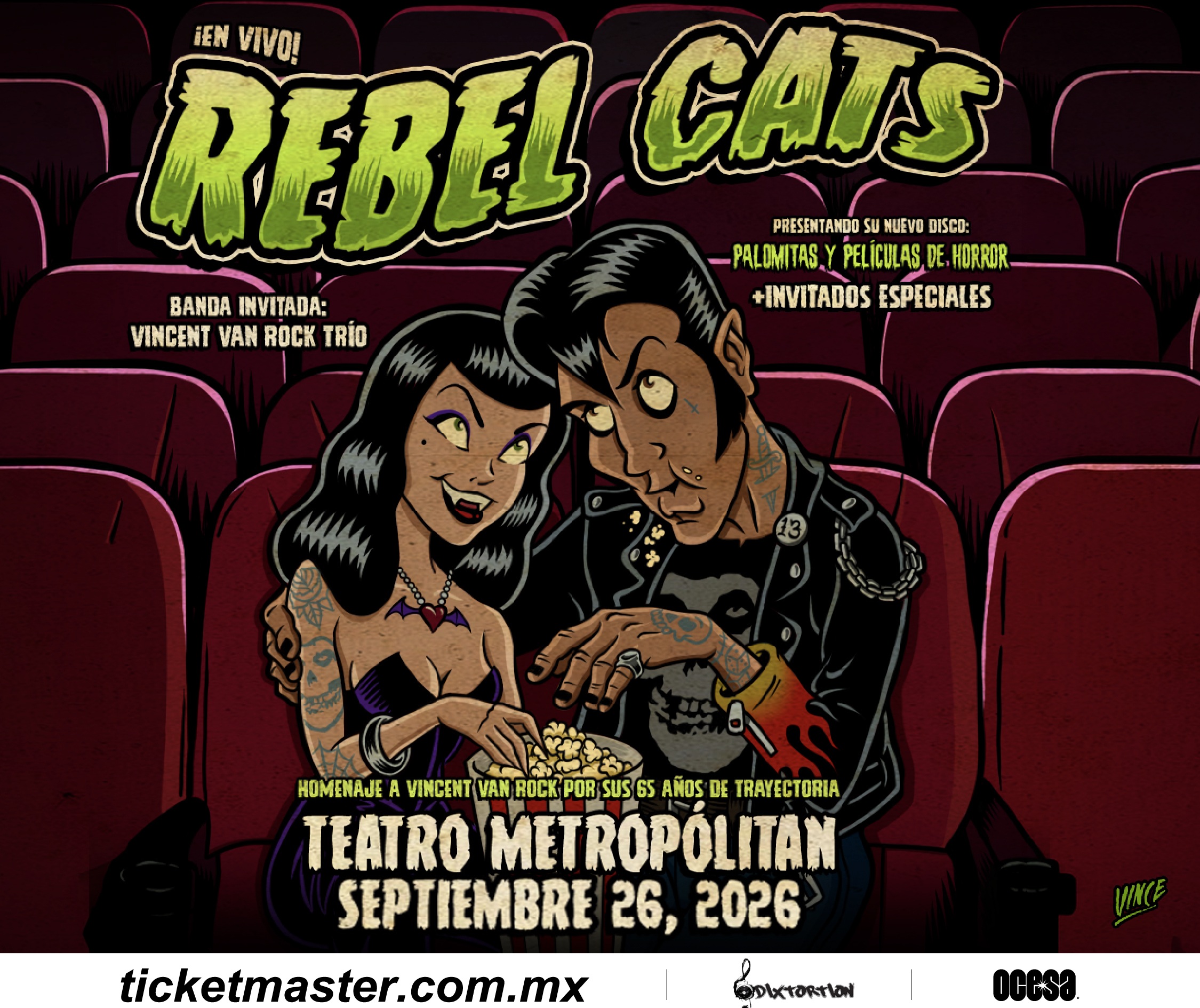 Rebel Cats llevará el horrobilly al Teatro Metropólitan con una noche de terror, rocanrol y homenaje a Vincent Van Rock