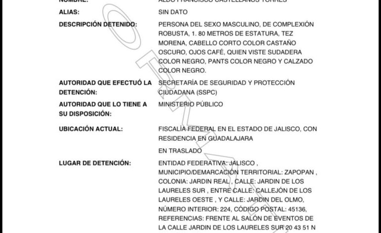 Detiene en Jalisco al abogado Aldo Castellanos Torres, presunto integrante de Red de litigantes ligados a fraudes, despojos y lavado de dinero del CJNG 
