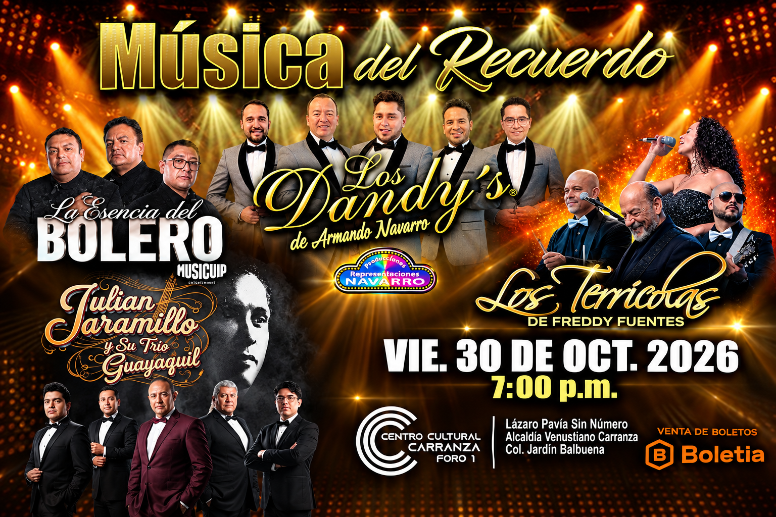 Los Dandy’s de Armando Navarro y los terrícolas de freddy fuentes llegan este viernes con “música del recuerdo” al Centro Cultural Carranza en cdmx