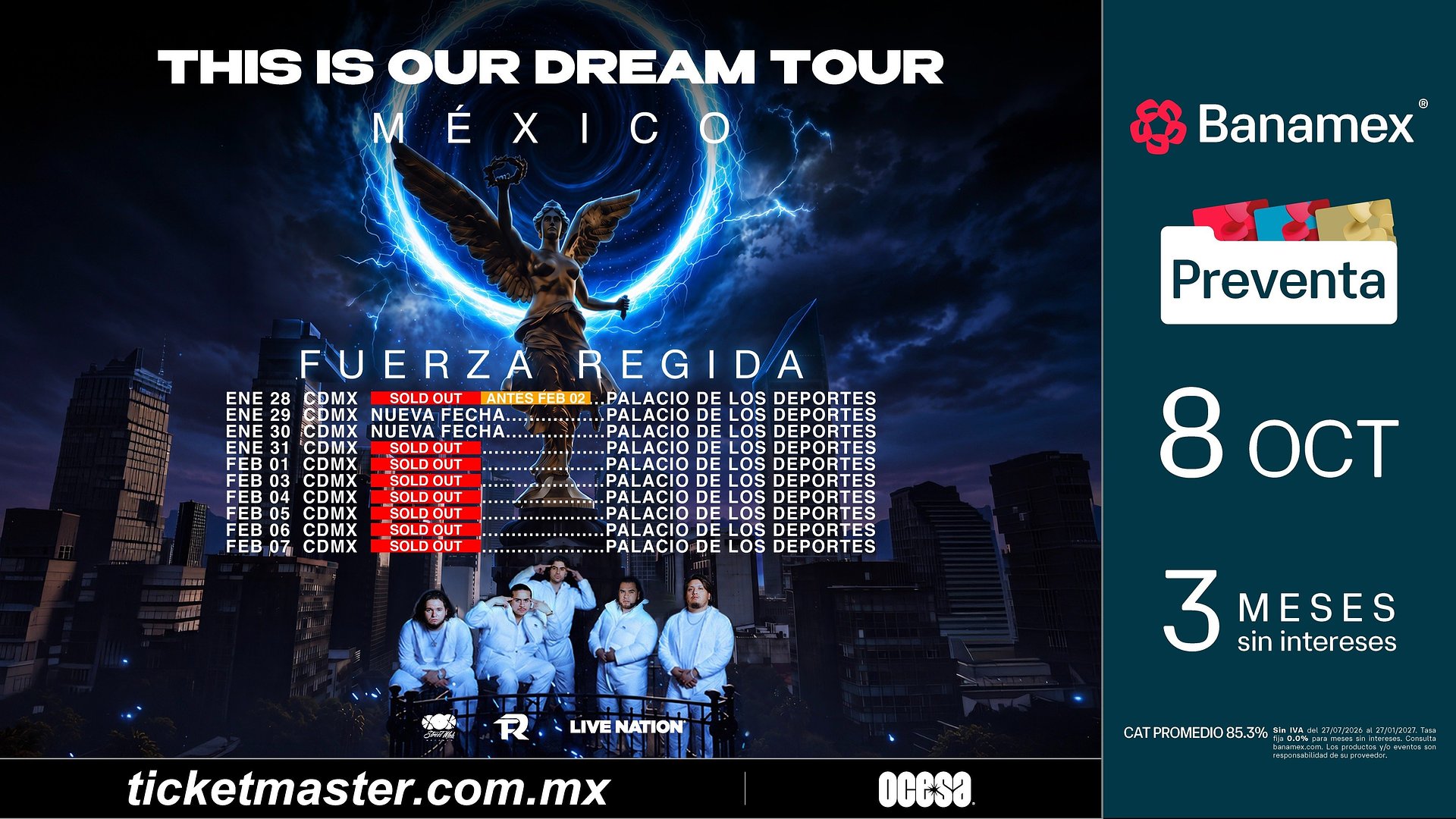 Fuerza Regida amplía su historia en el Palacio de los Deportes con 10 fechas consecutivas