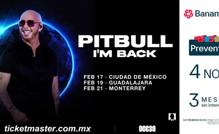 Pitbull anuncia las fechas de preventa y venta general de boletos para su gira por Latinoamérica